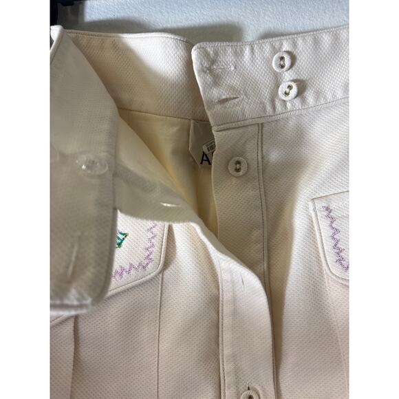 Alemais Off White Paisley Embroidered Cotton Button Up Maxi Skirt Sz 4 - Picture 5 of 11